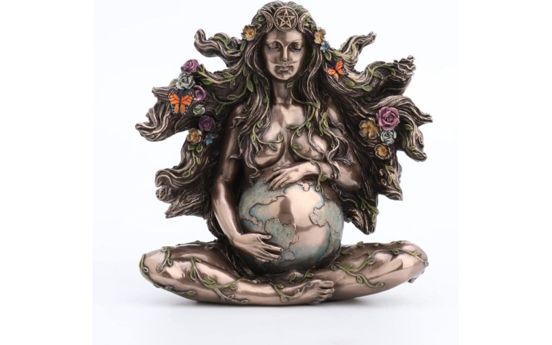Καθιστή Εγκυος Μητέρα Γαία με Πεταλούδες (Αγαλμα Ηλεκτρόλυσης Μπρούτζου & Ρητίνης 12.5εκ.)